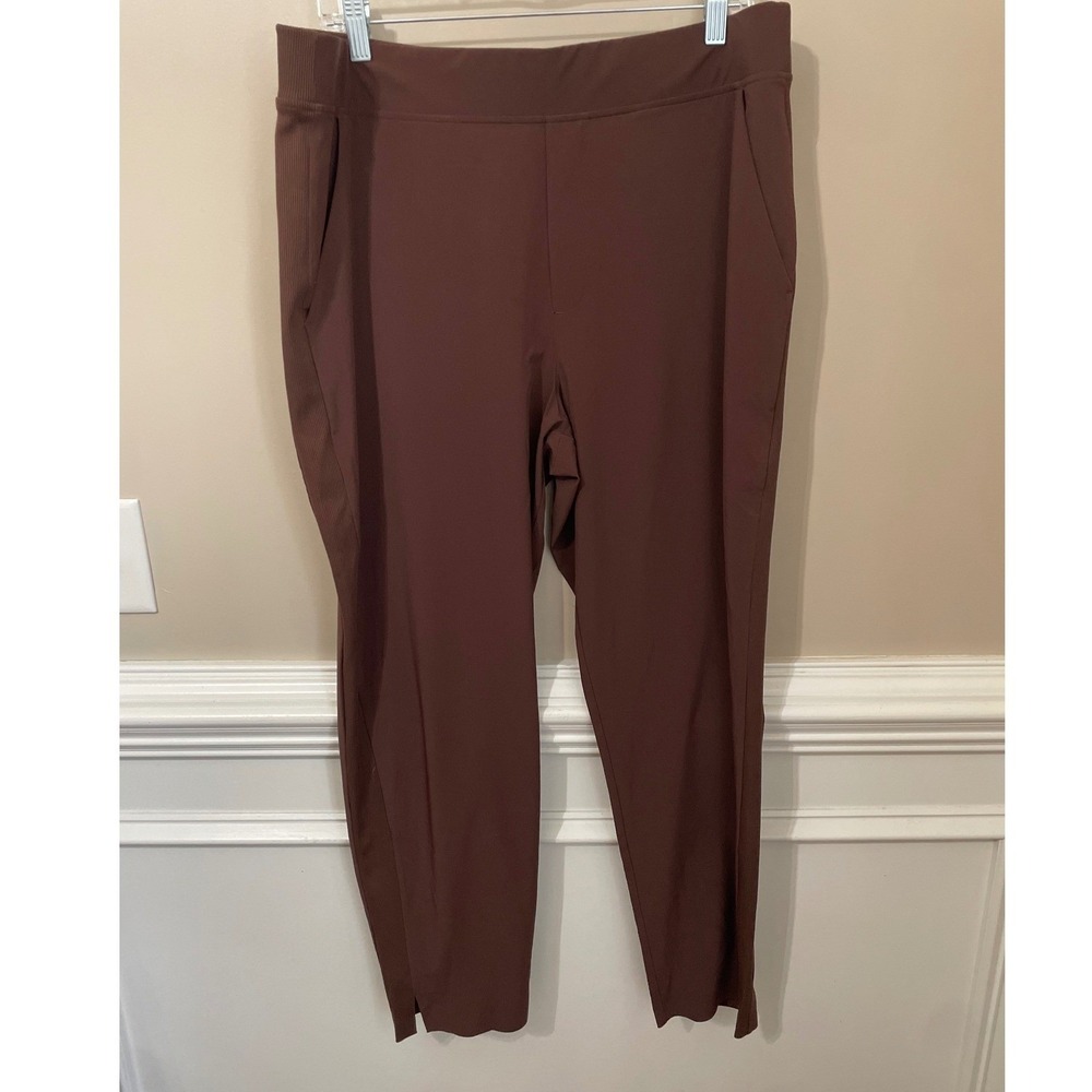 Athleta Brooklyn Ankle Pant Brown Tapered Travel Trousers Size 16